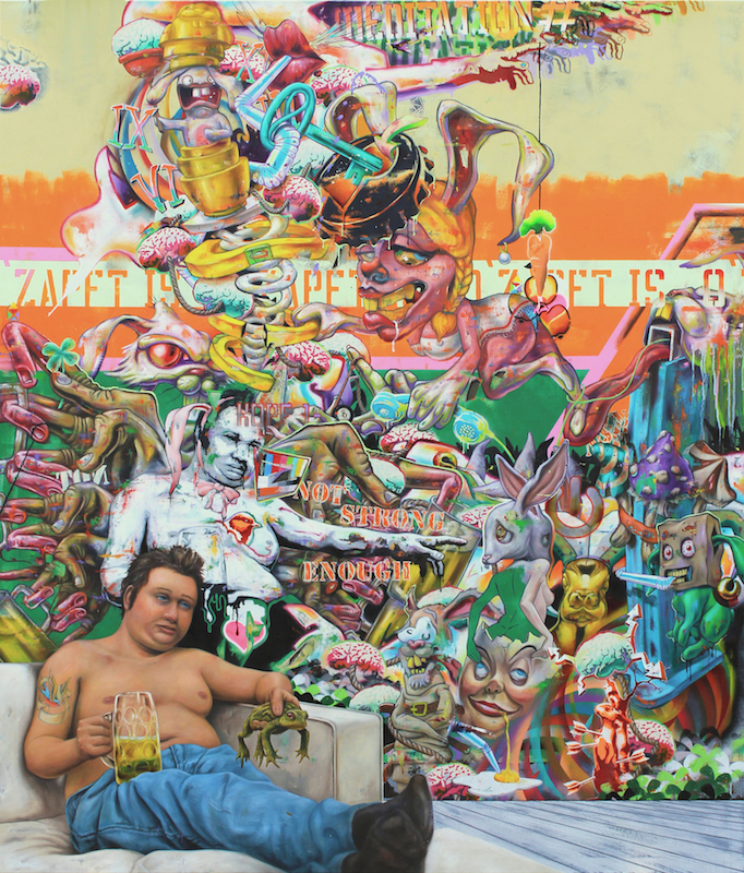 Robert Matthes, not strong enough, 2017, Acryl, Öl, Lack auf Nessel, 200 cm x 170 cm, Galerie Cyprian Brenner, LONGSTREET ART SHOP