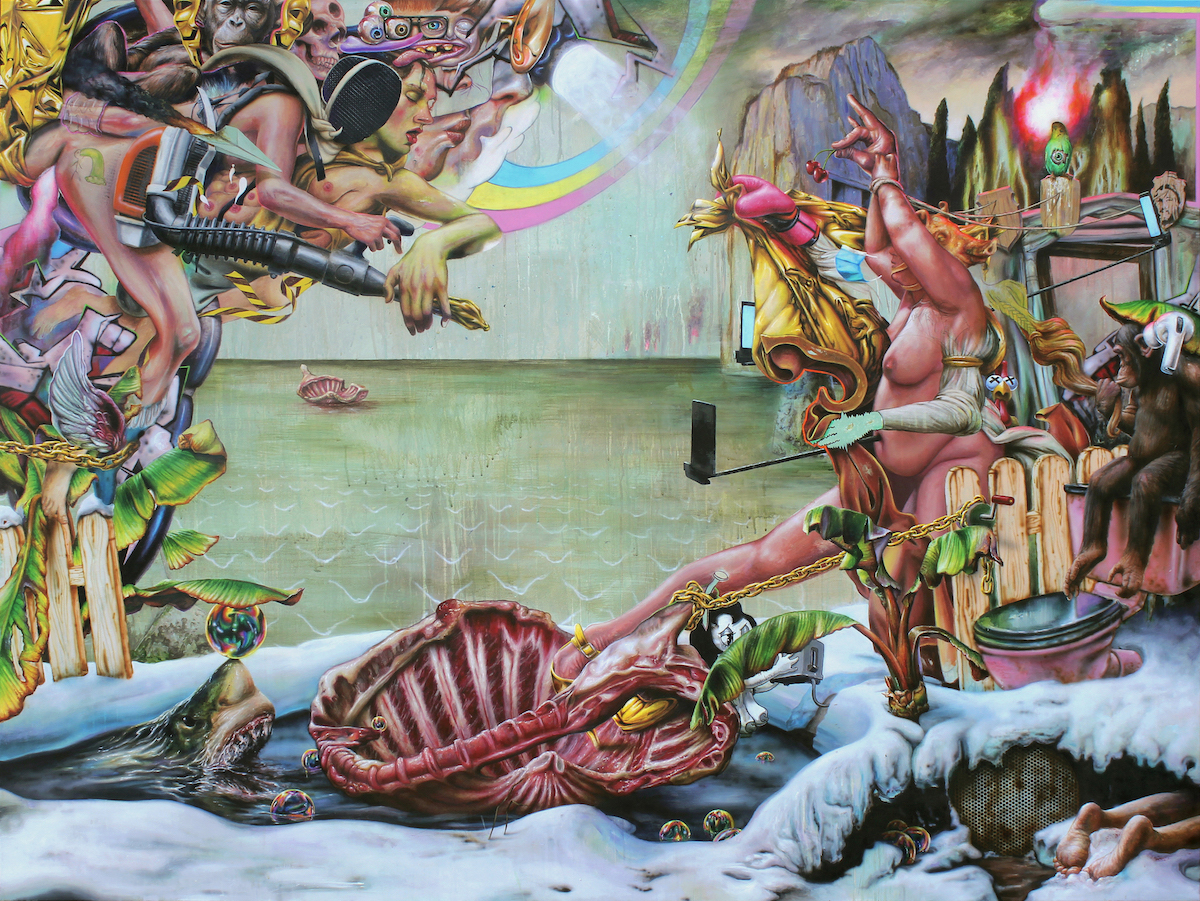 Robert Matthes, under the surface, 2022, Acryl auf Nessel, 150 cm x 200 cm, Galerie Cyprian Brenner, LONGSTREET ART SHOP