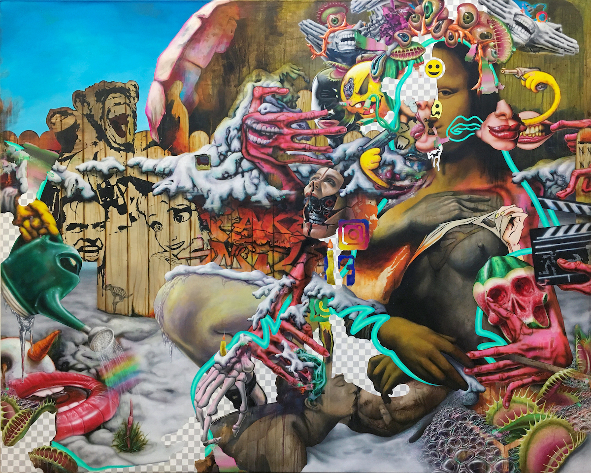 Robert Matthes, under the surface - fake smile, 2022, Acryl auf Nessel, 160 cm x 200 cm, Galerie Cyprian Brenner, LONGSTREET ART SHOP