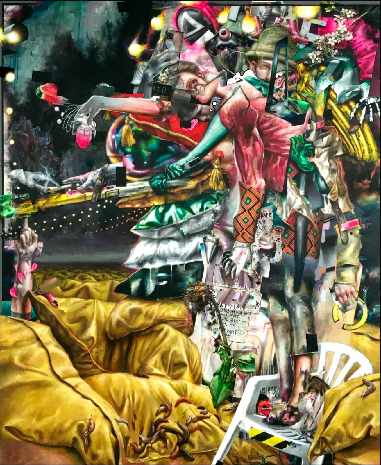 Robert Matthes, wake me up, 2024, Acryl auf Nessel, 220 cm x 180 cm, Galerie Cyprian Brenner, LONGSTREET ART SHOP