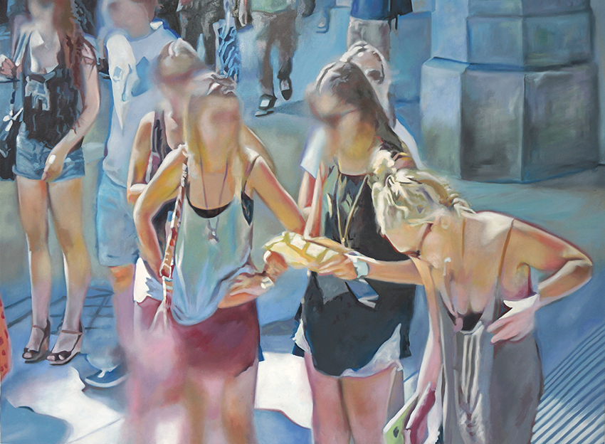 Werner Fohrer, 60 Boulevard Anspach, Brussels (Streetview), 2017, Öl auf Leinwand, 110 cm x 150 cm x 5 cm, SüdWestGalerie, LONGSTREET ART SHOP