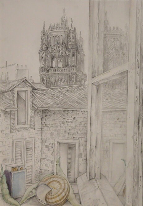 Helmut Goettl, Gehäuse, 1980, Zeichnung, 61 cm x 42 cm, Preis auf Anfrage, goh005re, SüdWestGalerie, LONGSTREET ART SHOP