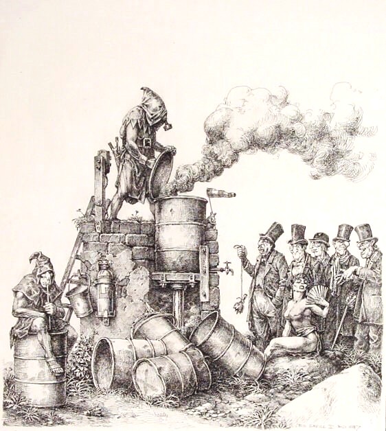 Max Peter Haering, Big Smoke II, 1987, Tuschzeichnung, 34 cm x 30 cm, ham009re, Preis auf Anfrage, SüdWestGalerie, LONGSTREET ART SHOP