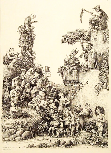 Max Peter Haering, Hierarchie, 1982, Tuschzeichnung, 38 cm x 27 cm, ham004, SüdWestGalerie, LONGSTREET ART SHOP