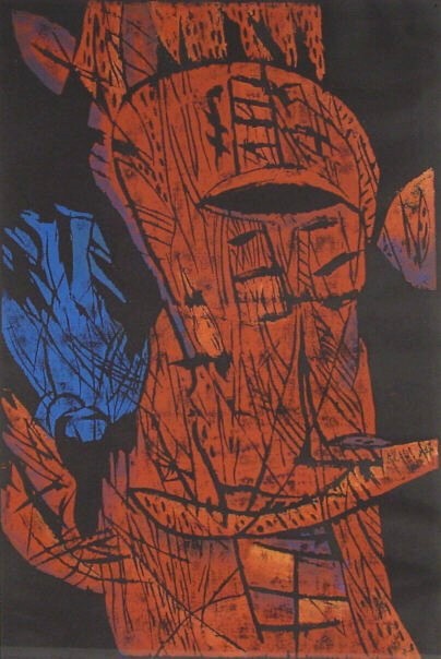 Werner Zaiss, Dädalus und Ikarus, 1995, Holzschnitt, Auflage 4 von 5, 106 cm x 76 cm mit Rahmen, zaw017re, SüdWestGalerie, LONGSTREET ART SHOP