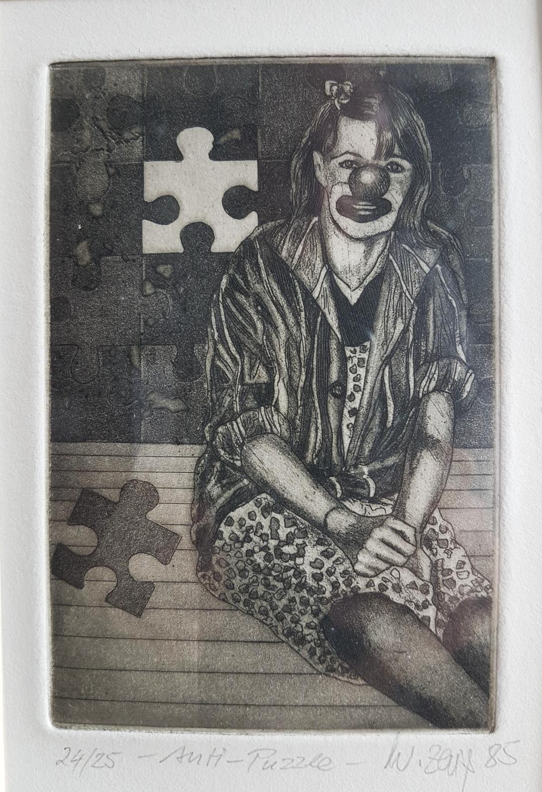Werner Zaiß, Anti Puzzle, 1985, Radierung, Auflage 24 von 25, 42,4 cm x 32,4 cm mit Rahmen, SüdWestGalerie, LONGSTREET ART SHOP